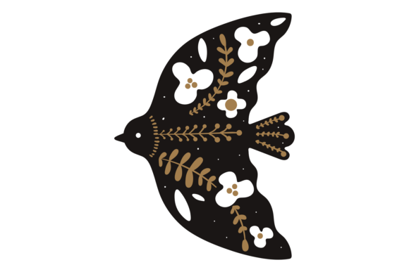 Bird Decorative Symbol in Traditional Scandinavian Design