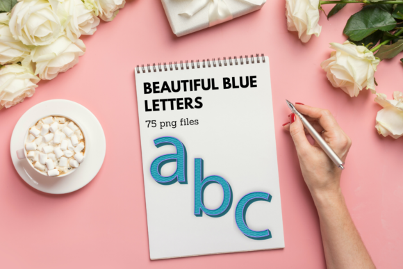 Blue Typography: A Retro Alphabet with Metallic Shine