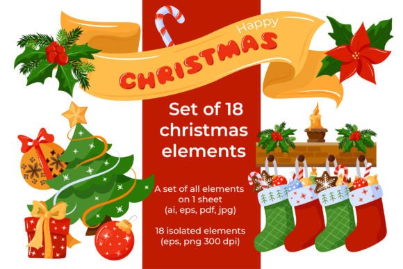 Bright Decorative Christmas Set: A Festive Design Toolkit