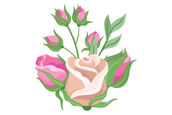 Decorative Flowers: Pink Rose Buds and Flor