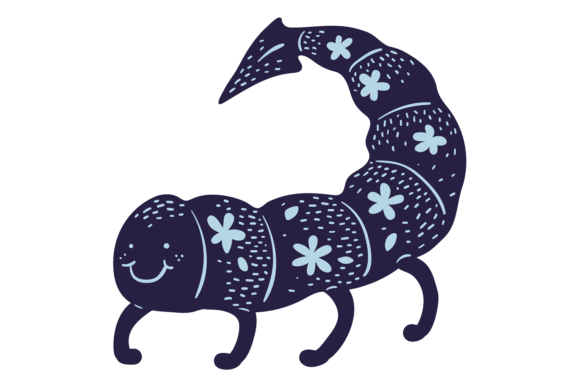 Decorative Scorpion with Mystic Floral O: A Bold Design Asset