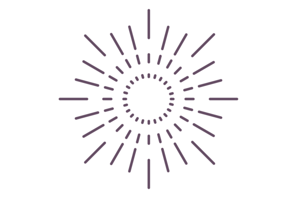 Decorative Sun Rays: Radial Black Line L Design Power