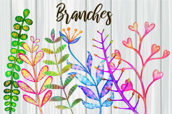 Decorative Watercolor Botanical Branches for Your Projects