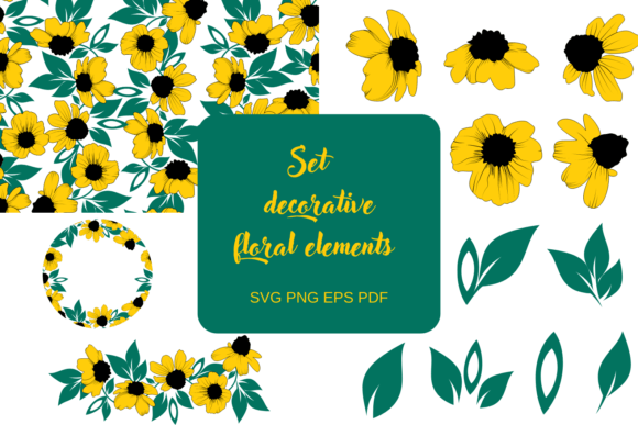 Elevate Your Projects with Set Decorative Floral Elements
