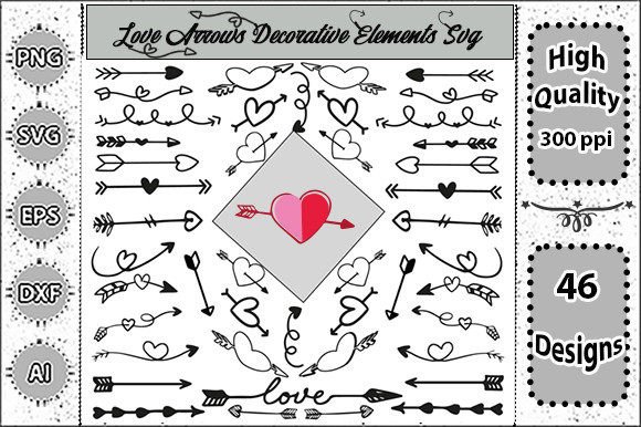 Love Arrows Decorative Elements: 46 SVG Designs for Creative Projects