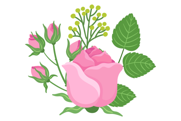 Pink Rose Branch: Decorative Flowers for Elegant Design