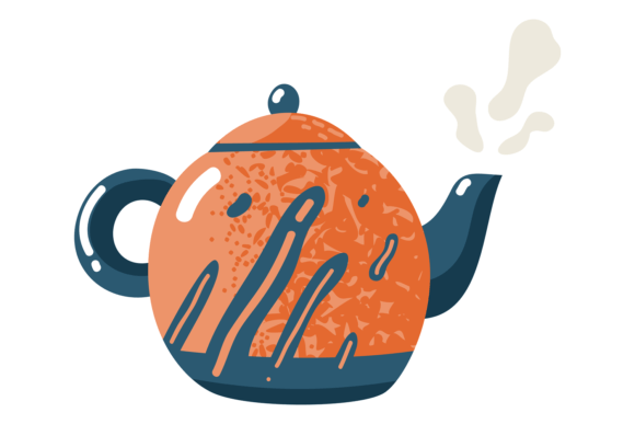 Trendy Teapot in Decorative Cartoon Styl: A Playful Asset